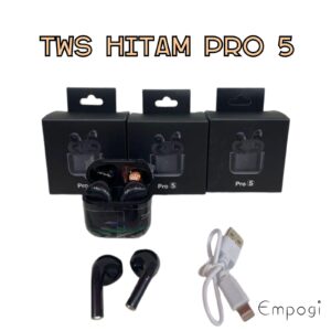 HEADSET BLUETOOTH WIRELESS TWS PRO 5 HITAM