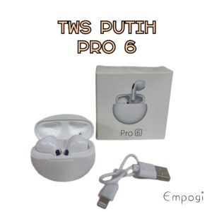 HEADSET BLUETOOTH WIRELESS TWS PRO 6 PUTIH