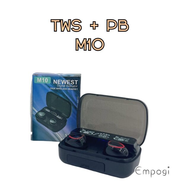 HEADSET BLUETOOTH WIRELESS TWS + POWER BANK M10