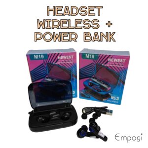 HEADSET BLUETOOTH WIRELESS TWS + POWER BANK M19